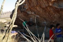 Bouldering in Hueco Tanks on 12/26/2019 with Blue Lizard Climbing and Yoga

Filename: SRM_20191226_1116320.jpg
Aperture: f/7.1
Shutter Speed: 1/250
Body: Canon EOS-1D Mark II
Lens: Canon EF 50mm f/1.8 II