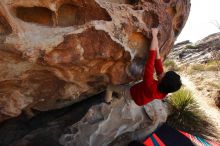 Bouldering in Hueco Tanks on 12/26/2019 with Blue Lizard Climbing and Yoga

Filename: SRM_20191226_1135380.jpg
Aperture: f/6.3
Shutter Speed: 1/500
Body: Canon EOS-1D Mark II
Lens: Canon EF 16-35mm f/2.8 L
