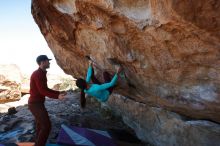 Bouldering in Hueco Tanks on 12/26/2019 with Blue Lizard Climbing and Yoga

Filename: SRM_20191226_1157030.jpg
Aperture: f/6.3
Shutter Speed: 1/320
Body: Canon EOS-1D Mark II
Lens: Canon EF 16-35mm f/2.8 L