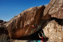 Bouldering in Hueco Tanks on 12/26/2019 with Blue Lizard Climbing and Yoga

Filename: SRM_20191226_1349340.jpg
Aperture: f/9.0
Shutter Speed: 1/250
Body: Canon EOS-1D Mark II
Lens: Canon EF 16-35mm f/2.8 L