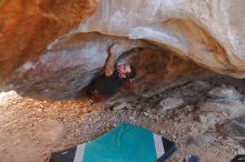 Bouldering in Hueco Tanks on 12/26/2019 with Blue Lizard Climbing and Yoga

Filename: SRM_20191226_1421430.jpg
Aperture: f/2.8
Shutter Speed: 1/250
Body: Canon EOS-1D Mark II
Lens: Canon EF 50mm f/1.8 II