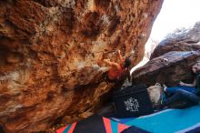 Bouldering in Hueco Tanks on 12/26/2019 with Blue Lizard Climbing and Yoga

Filename: SRM_20191226_1626320.jpg
Aperture: f/3.5
Shutter Speed: 1/250
Body: Canon EOS-1D Mark II
Lens: Canon EF 16-35mm f/2.8 L