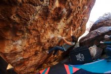 Bouldering in Hueco Tanks on 12/26/2019 with Blue Lizard Climbing and Yoga

Filename: SRM_20191226_1627010.jpg
Aperture: f/3.5
Shutter Speed: 1/250
Body: Canon EOS-1D Mark II
Lens: Canon EF 16-35mm f/2.8 L