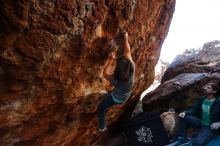 Bouldering in Hueco Tanks on 12/26/2019 with Blue Lizard Climbing and Yoga

Filename: SRM_20191226_1627150.jpg
Aperture: f/5.0
Shutter Speed: 1/250
Body: Canon EOS-1D Mark II
Lens: Canon EF 16-35mm f/2.8 L