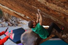 Bouldering in Hueco Tanks on 12/26/2019 with Blue Lizard Climbing and Yoga

Filename: SRM_20191226_1725300.jpg
Aperture: f/4.5
Shutter Speed: 1/320
Body: Canon EOS-1D Mark II
Lens: Canon EF 50mm f/1.8 II