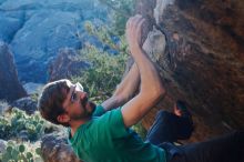 Bouldering in Hueco Tanks on 12/26/2019 with Blue Lizard Climbing and Yoga

Filename: SRM_20191226_1725520.jpg
Aperture: f/7.1
Shutter Speed: 1/320
Body: Canon EOS-1D Mark II
Lens: Canon EF 50mm f/1.8 II