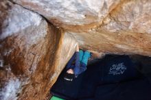 Bouldering in Hueco Tanks on 12/27/2019 with Blue Lizard Climbing and Yoga

Filename: SRM_20191227_1046480.jpg
Aperture: f/3.5
Shutter Speed: 1/250
Body: Canon EOS-1D Mark II
Lens: Canon EF 16-35mm f/2.8 L