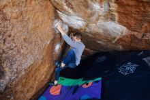 Bouldering in Hueco Tanks on 12/27/2019 with Blue Lizard Climbing and Yoga

Filename: SRM_20191227_1048030.jpg
Aperture: f/5.6
Shutter Speed: 1/250
Body: Canon EOS-1D Mark II
Lens: Canon EF 16-35mm f/2.8 L