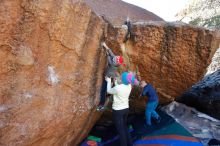 Bouldering in Hueco Tanks on 12/27/2019 with Blue Lizard Climbing and Yoga

Filename: SRM_20191227_1111440.jpg
Aperture: f/5.0
Shutter Speed: 1/250
Body: Canon EOS-1D Mark II
Lens: Canon EF 16-35mm f/2.8 L