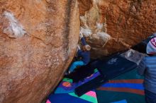 Bouldering in Hueco Tanks on 12/27/2019 with Blue Lizard Climbing and Yoga

Filename: SRM_20191227_1114240.jpg
Aperture: f/5.6
Shutter Speed: 1/250
Body: Canon EOS-1D Mark II
Lens: Canon EF 16-35mm f/2.8 L