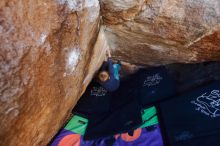 Bouldering in Hueco Tanks on 12/27/2019 with Blue Lizard Climbing and Yoga

Filename: SRM_20191227_1119260.jpg
Aperture: f/4.0
Shutter Speed: 1/250
Body: Canon EOS-1D Mark II
Lens: Canon EF 16-35mm f/2.8 L