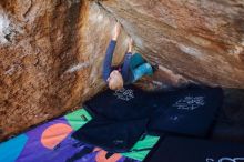 Bouldering in Hueco Tanks on 12/27/2019 with Blue Lizard Climbing and Yoga

Filename: SRM_20191227_1119280.jpg
Aperture: f/3.5
Shutter Speed: 1/250
Body: Canon EOS-1D Mark II
Lens: Canon EF 16-35mm f/2.8 L