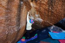 Bouldering in Hueco Tanks on 12/27/2019 with Blue Lizard Climbing and Yoga

Filename: SRM_20191227_1129021.jpg
Aperture: f/5.0
Shutter Speed: 1/250
Body: Canon EOS-1D Mark II
Lens: Canon EF 16-35mm f/2.8 L