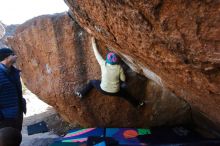 Bouldering in Hueco Tanks on 12/27/2019 with Blue Lizard Climbing and Yoga

Filename: SRM_20191227_1131160.jpg
Aperture: f/5.6
Shutter Speed: 1/250
Body: Canon EOS-1D Mark II
Lens: Canon EF 16-35mm f/2.8 L