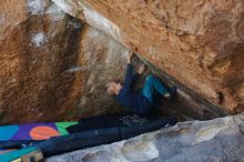 Bouldering in Hueco Tanks on 12/27/2019 with Blue Lizard Climbing and Yoga

Filename: SRM_20191227_1206280.jpg
Aperture: f/4.0
Shutter Speed: 1/320
Body: Canon EOS-1D Mark II
Lens: Canon EF 50mm f/1.8 II