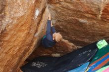 Bouldering in Hueco Tanks on 12/27/2019 with Blue Lizard Climbing and Yoga

Filename: SRM_20191227_1309300.jpg
Aperture: f/4.5
Shutter Speed: 1/320
Body: Canon EOS-1D Mark II
Lens: Canon EF 50mm f/1.8 II