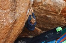 Bouldering in Hueco Tanks on 12/27/2019 with Blue Lizard Climbing and Yoga

Filename: SRM_20191227_1311070.jpg
Aperture: f/3.5
Shutter Speed: 1/320
Body: Canon EOS-1D Mark II
Lens: Canon EF 50mm f/1.8 II