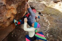 Bouldering in Hueco Tanks on 12/27/2019 with Blue Lizard Climbing and Yoga

Filename: SRM_20191227_1332050.jpg
Aperture: f/6.3
Shutter Speed: 1/320
Body: Canon EOS-1D Mark II
Lens: Canon EF 16-35mm f/2.8 L