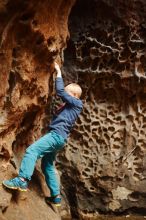 Bouldering in Hueco Tanks on 12/27/2019 with Blue Lizard Climbing and Yoga

Filename: SRM_20191227_1556491.jpg
Aperture: f/1.8
Shutter Speed: 1/125
Body: Canon EOS-1D Mark II
Lens: Canon EF 50mm f/1.8 II