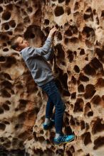 Bouldering in Hueco Tanks on 12/27/2019 with Blue Lizard Climbing and Yoga

Filename: SRM_20191227_1606441.jpg
Aperture: f/3.2
Shutter Speed: 1/200
Body: Canon EOS-1D Mark II
Lens: Canon EF 50mm f/1.8 II