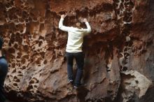 Bouldering in Hueco Tanks on 12/27/2019 with Blue Lizard Climbing and Yoga

Filename: SRM_20191227_1624380.jpg
Aperture: f/2.2
Shutter Speed: 1/160
Body: Canon EOS-1D Mark II
Lens: Canon EF 50mm f/1.8 II