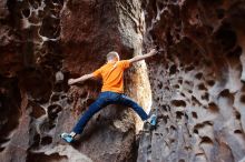 Bouldering in Hueco Tanks on 12/27/2019 with Blue Lizard Climbing and Yoga

Filename: SRM_20191227_1648560.jpg
Aperture: f/2.8
Shutter Speed: 1/60
Body: Canon EOS-1D Mark II
Lens: Canon EF 16-35mm f/2.8 L