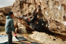 Bouldering in Hueco Tanks on 12/28/2019 with Blue Lizard Climbing and Yoga

Filename: SRM_20191228_1108590.jpg
Aperture: f/6.3
Shutter Speed: 1/250
Body: Canon EOS-1D Mark II
Lens: Canon EF 50mm f/1.8 II