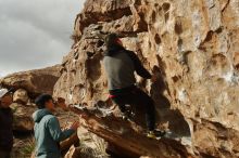 Bouldering in Hueco Tanks on 12/28/2019 with Blue Lizard Climbing and Yoga

Filename: SRM_20191228_1109090.jpg
Aperture: f/7.1
Shutter Speed: 1/250
Body: Canon EOS-1D Mark II
Lens: Canon EF 50mm f/1.8 II