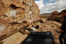 Bouldering in Hueco Tanks on 12/28/2019 with Blue Lizard Climbing and Yoga

Filename: SRM_20191228_1112320.jpg
Aperture: f/7.1
Shutter Speed: 1/250
Body: Canon EOS-1D Mark II
Lens: Canon EF 16-35mm f/2.8 L