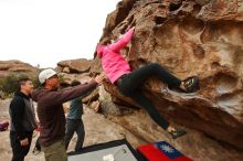 Bouldering in Hueco Tanks on 12/28/2019 with Blue Lizard Climbing and Yoga

Filename: SRM_20191228_1127531.jpg
Aperture: f/5.0
Shutter Speed: 1/400
Body: Canon EOS-1D Mark II
Lens: Canon EF 16-35mm f/2.8 L