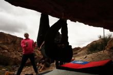 Bouldering in Hueco Tanks on 12/28/2019 with Blue Lizard Climbing and Yoga

Filename: SRM_20191228_1135541.jpg
Aperture: f/11.0
Shutter Speed: 1/250
Body: Canon EOS-1D Mark II
Lens: Canon EF 16-35mm f/2.8 L