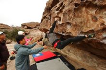 Bouldering in Hueco Tanks on 12/28/2019 with Blue Lizard Climbing and Yoga

Filename: SRM_20191228_1151190.jpg
Aperture: f/7.1
Shutter Speed: 1/250
Body: Canon EOS-1D Mark II
Lens: Canon EF 16-35mm f/2.8 L