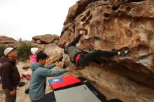 Bouldering in Hueco Tanks on 12/28/2019 with Blue Lizard Climbing and Yoga

Filename: SRM_20191228_1151200.jpg
Aperture: f/7.1
Shutter Speed: 1/250
Body: Canon EOS-1D Mark II
Lens: Canon EF 16-35mm f/2.8 L