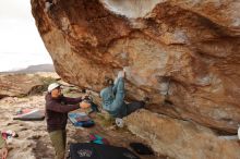 Bouldering in Hueco Tanks on 12/28/2019 with Blue Lizard Climbing and Yoga

Filename: SRM_20191228_1212410.jpg
Aperture: f/7.1
Shutter Speed: 1/250
Body: Canon EOS-1D Mark II
Lens: Canon EF 16-35mm f/2.8 L