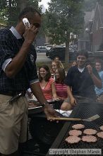 Coach Paul Hewitt and Jimmy Mitchell grill hamburgers at AXO Thursday night.  AXO was the winning sorority for the basketball attendance competition.

Filename: crw_0042_std.jpg
Aperture: f/8.0
Shutter Speed: 1/125
Body: Canon EOS DIGITAL REBEL
Lens: Sigma 15-30mm f/3.5-4.5 EX Aspherical DG DF