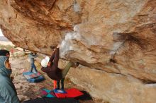 Bouldering in Hueco Tanks on 12/28/2019 with Blue Lizard Climbing and Yoga

Filename: SRM_20191228_1214320.jpg
Aperture: f/6.3
Shutter Speed: 1/250
Body: Canon EOS-1D Mark II
Lens: Canon EF 16-35mm f/2.8 L