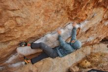 Bouldering in Hueco Tanks on 12/28/2019 with Blue Lizard Climbing and Yoga

Filename: SRM_20191228_1234160.jpg
Aperture: f/6.3
Shutter Speed: 1/250
Body: Canon EOS-1D Mark II
Lens: Canon EF 16-35mm f/2.8 L