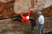 Bouldering in Hueco Tanks on 12/28/2019 with Blue Lizard Climbing and Yoga

Filename: SRM_20191228_1320510.jpg
Aperture: f/5.6
Shutter Speed: 1/400
Body: Canon EOS-1D Mark II
Lens: Canon EF 50mm f/1.8 II