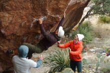 Bouldering in Hueco Tanks on 12/28/2019 with Blue Lizard Climbing and Yoga

Filename: SRM_20191228_1413220.jpg
Aperture: f/3.2
Shutter Speed: 1/400
Body: Canon EOS-1D Mark II
Lens: Canon EF 50mm f/1.8 II