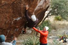 Bouldering in Hueco Tanks on 12/28/2019 with Blue Lizard Climbing and Yoga

Filename: SRM_20191228_1413370.jpg
Aperture: f/3.2
Shutter Speed: 1/400
Body: Canon EOS-1D Mark II
Lens: Canon EF 50mm f/1.8 II