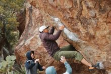 Bouldering in Hueco Tanks on 12/28/2019 with Blue Lizard Climbing and Yoga

Filename: SRM_20191228_1436360.jpg
Aperture: f/3.5
Shutter Speed: 1/250
Body: Canon EOS-1D Mark II
Lens: Canon EF 50mm f/1.8 II