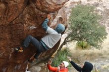 Bouldering in Hueco Tanks on 12/28/2019 with Blue Lizard Climbing and Yoga

Filename: SRM_20191228_1444340.jpg
Aperture: f/3.2
Shutter Speed: 1/250
Body: Canon EOS-1D Mark II
Lens: Canon EF 50mm f/1.8 II