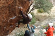 Bouldering in Hueco Tanks on 12/28/2019 with Blue Lizard Climbing and Yoga

Filename: SRM_20191228_1453070.jpg
Aperture: f/3.5
Shutter Speed: 1/250
Body: Canon EOS-1D Mark II
Lens: Canon EF 50mm f/1.8 II