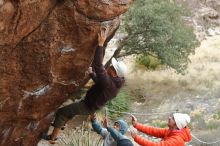 Bouldering in Hueco Tanks on 12/28/2019 with Blue Lizard Climbing and Yoga

Filename: SRM_20191228_1453240.jpg
Aperture: f/3.5
Shutter Speed: 1/250
Body: Canon EOS-1D Mark II
Lens: Canon EF 50mm f/1.8 II