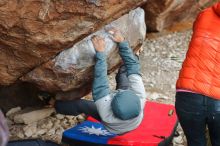 Bouldering in Hueco Tanks on 12/28/2019 with Blue Lizard Climbing and Yoga

Filename: SRM_20191228_1459170.jpg
Aperture: f/3.5
Shutter Speed: 1/250
Body: Canon EOS-1D Mark II
Lens: Canon EF 50mm f/1.8 II