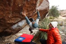 Bouldering in Hueco Tanks on 12/28/2019 with Blue Lizard Climbing and Yoga

Filename: SRM_20191228_1514320.jpg
Aperture: f/8.0
Shutter Speed: 1/250
Body: Canon EOS-1D Mark II
Lens: Canon EF 16-35mm f/2.8 L