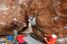 Bouldering in Hueco Tanks on 12/28/2019 with Blue Lizard Climbing and Yoga

Filename: SRM_20191228_1527450.jpg
Aperture: f/5.0
Shutter Speed: 1/250
Body: Canon EOS-1D Mark II
Lens: Canon EF 16-35mm f/2.8 L