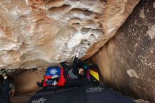 Bouldering in Hueco Tanks on 12/28/2019 with Blue Lizard Climbing and Yoga

Filename: SRM_20191228_1617530.jpg
Aperture: f/5.6
Shutter Speed: 1/250
Body: Canon EOS-1D Mark II
Lens: Canon EF 16-35mm f/2.8 L