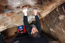 Bouldering in Hueco Tanks on 12/28/2019 with Blue Lizard Climbing and Yoga

Filename: SRM_20191228_1618111.jpg
Aperture: f/5.6
Shutter Speed: 1/250
Body: Canon EOS-1D Mark II
Lens: Canon EF 16-35mm f/2.8 L