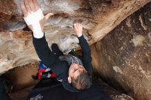 Bouldering in Hueco Tanks on 12/28/2019 with Blue Lizard Climbing and Yoga

Filename: SRM_20191228_1618120.jpg
Aperture: f/5.6
Shutter Speed: 1/250
Body: Canon EOS-1D Mark II
Lens: Canon EF 16-35mm f/2.8 L